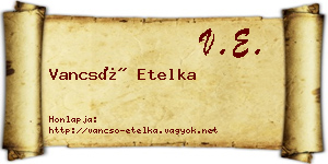 Vancsó Etelka névjegykártya
